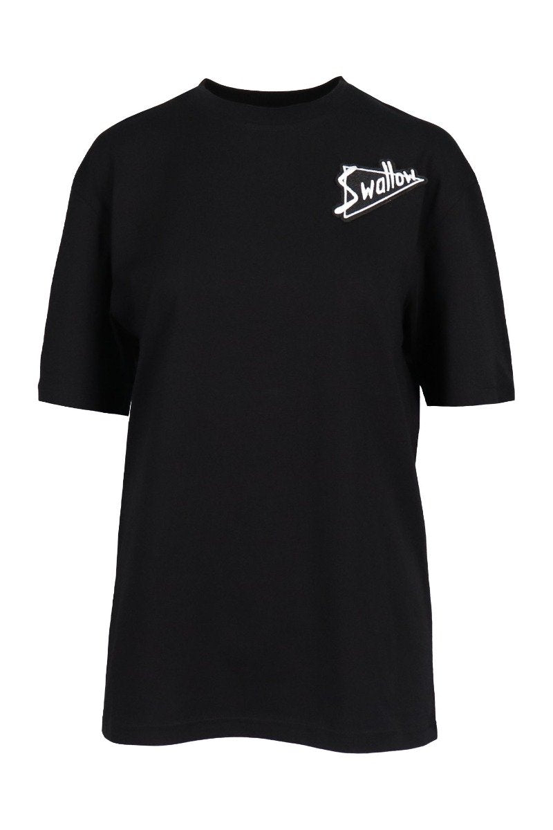 Swallow Badge T-Shirt Women Fashion MCQ Cotton Short Sleeve Top Casual