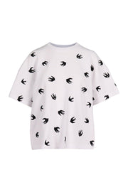 Swallow Cropped Sweatshirt Tee Women Fashion MCQ Short Sleeve Cotton Top
