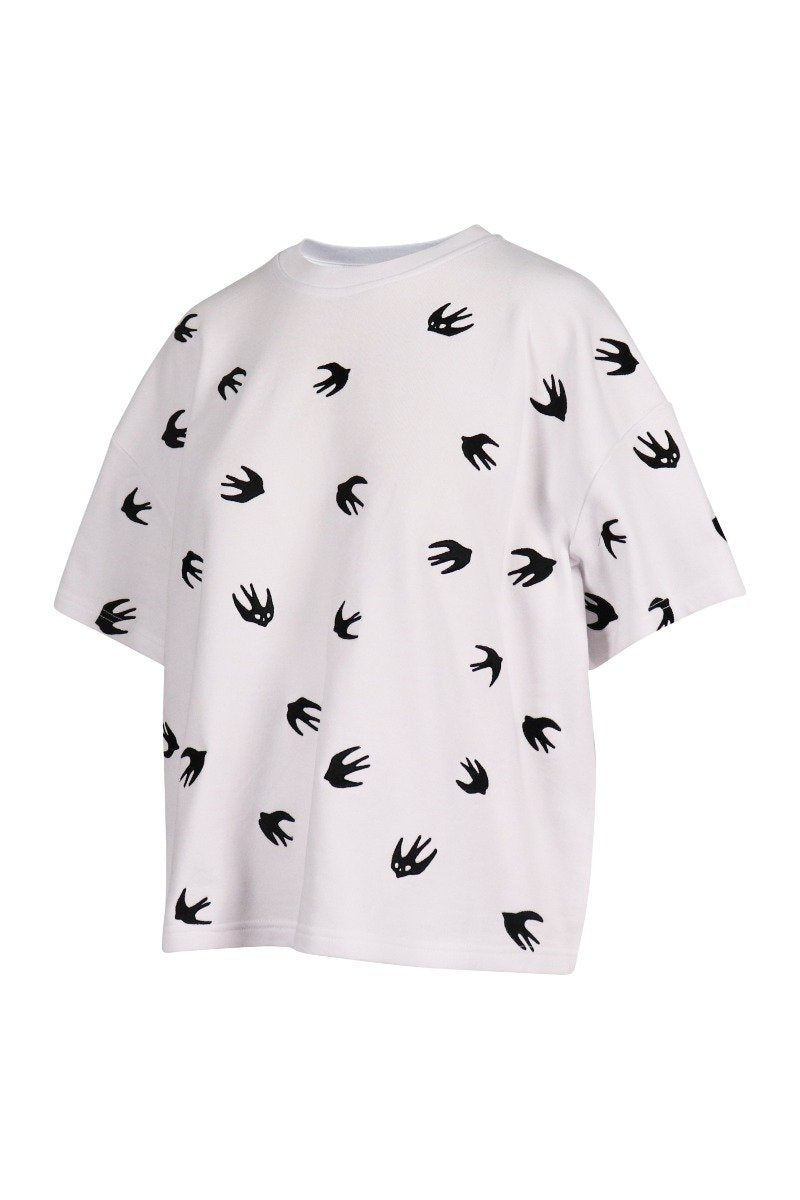 Swallow Cropped Sweatshirt Tee Women Fashion MCQ Short Sleeve Cotton Top