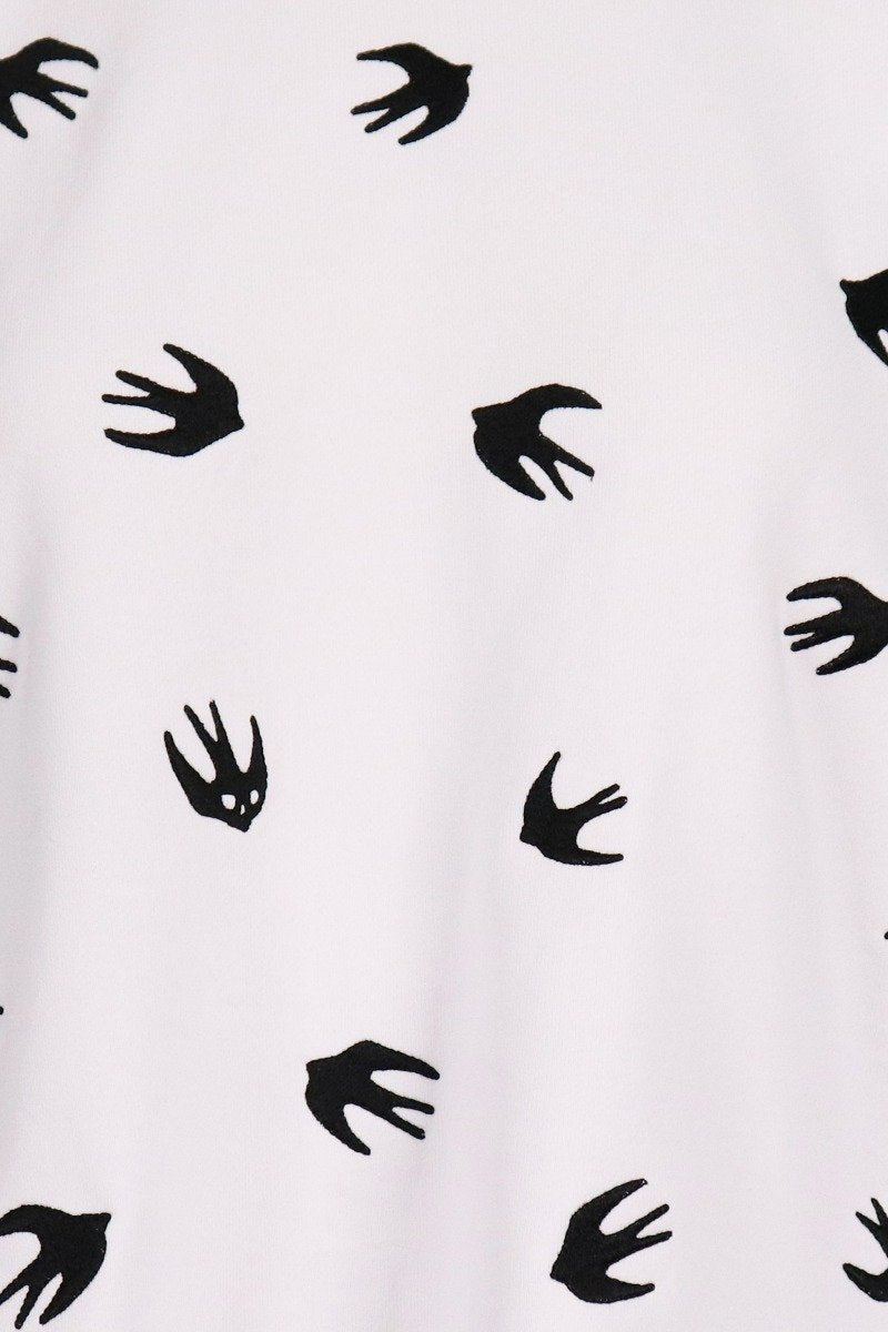 Swallow Cropped Sweatshirt Tee Women Fashion MCQ Short Sleeve Cotton Top