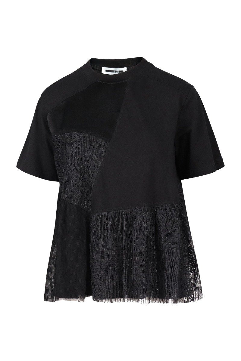 Lace Flared Tee Women Fashion MCQ Polyamide Short-Sleeve Detailed Designed Stylish