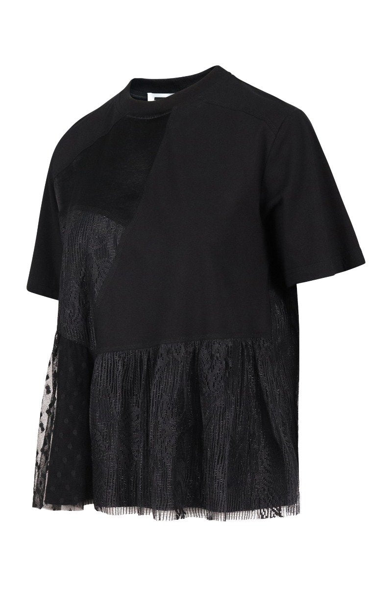 Lace Flared Tee Women Fashion MCQ Polyamide Short-Sleeve Detailed Designed Stylish